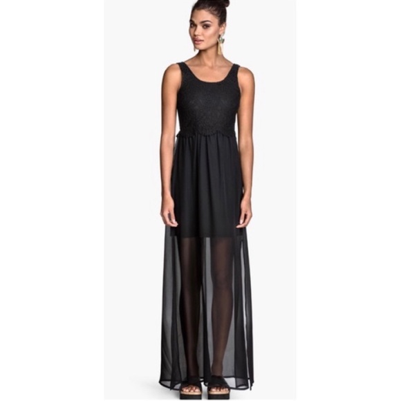 NWT H&M Lace Chiffon Maxi Dress - Picture 2 of 9